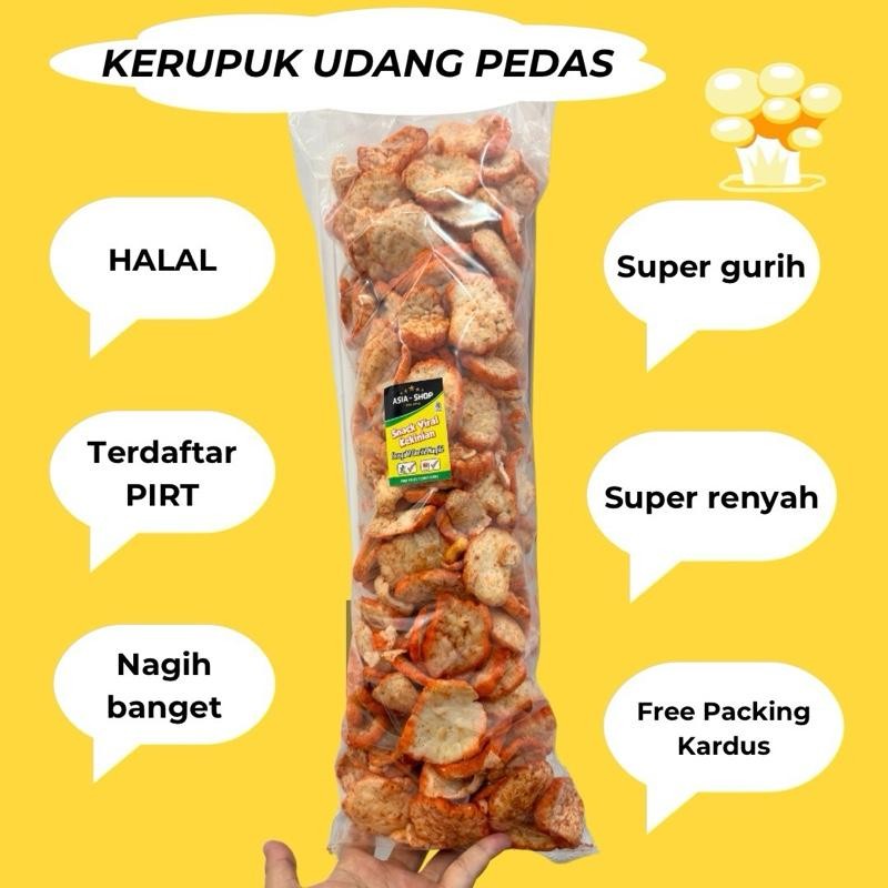 

Kerupuk Udang Pedas Gurih Asin Keripik Cemilan