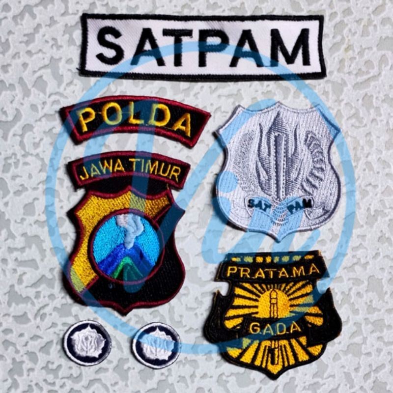 Bordir atribut satpam set Bordir Putih Polda JATIM