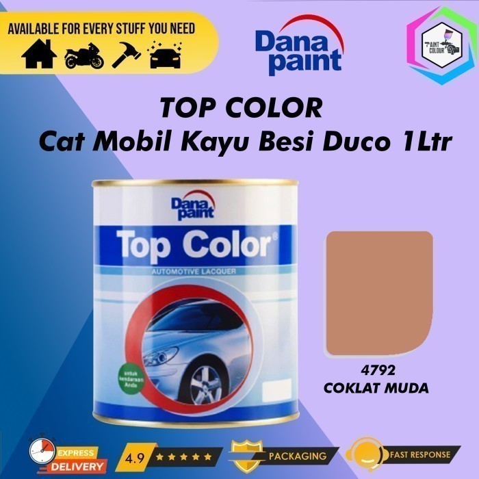 TOP COLOR 4792 Coklat Muda - Cat Mobil Kayu Besi Duco - 35ml