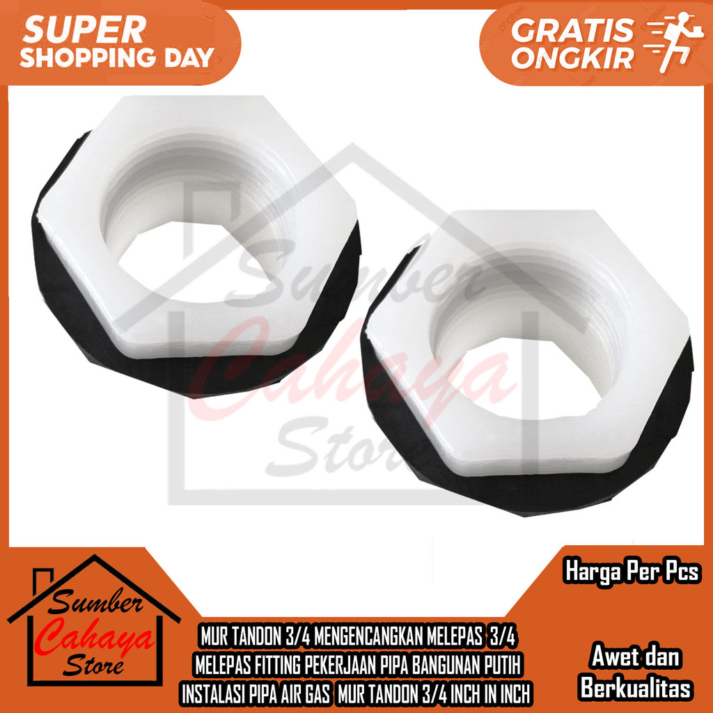 Mur Tandon 3/4 Inch Mor Drat Ring Toren Air Tedmond Pvc Verloop Vlok Derat Nepel Konektor Plastik Pe