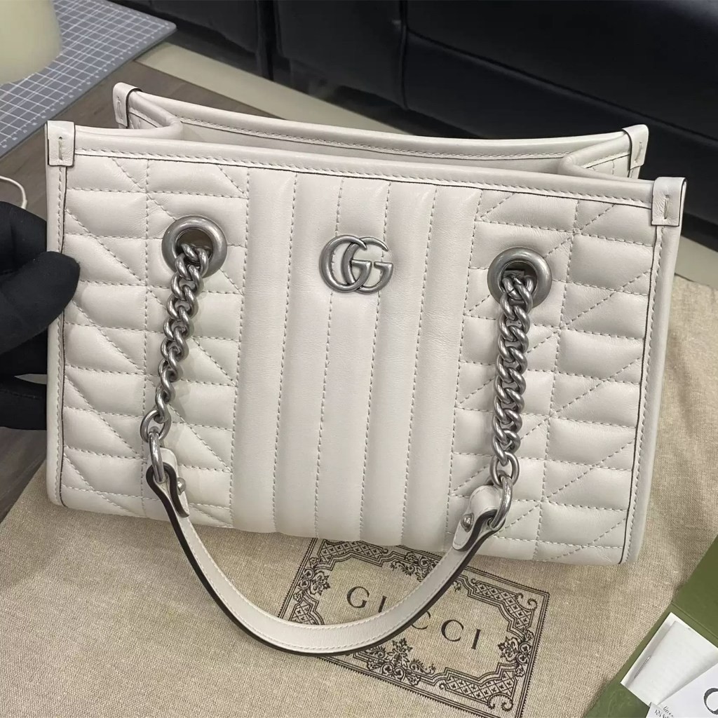 【bekas asli】（681483） Tas jinjing Gucci GG Marmont/tas jinjing Marmont/tas bahu rantai/tas selempang