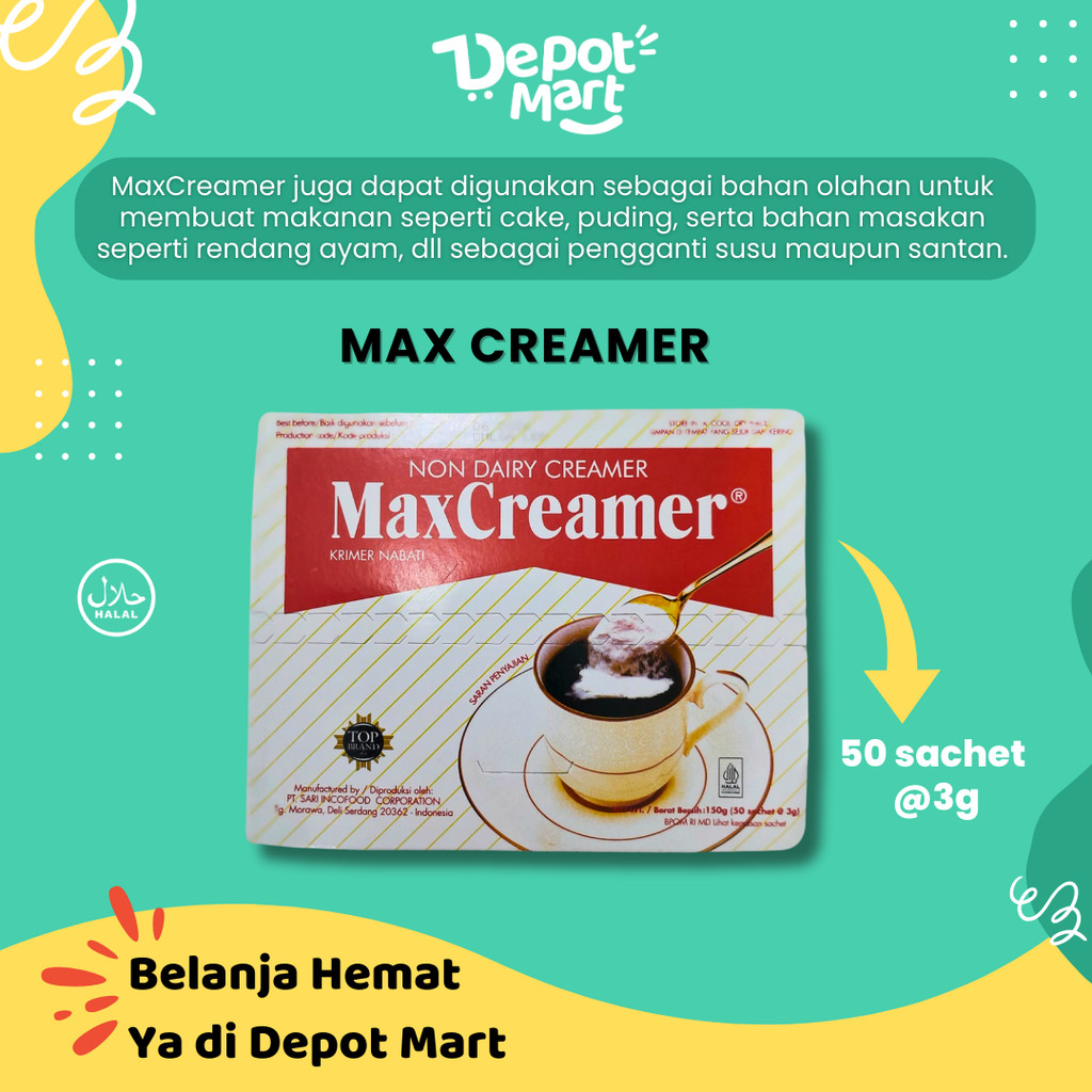

INDOCAFE MAX CREAMER Saset isi 3 gram x 50 saset Depot Kuliner