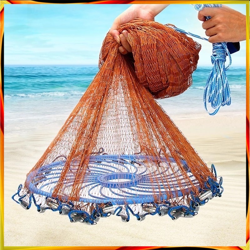 Touchstore1 Jala Ikan Diempar Nilon PE 360cm Jala Udang Dan Ikan Siap Pakai Dengan Kipas Bundar