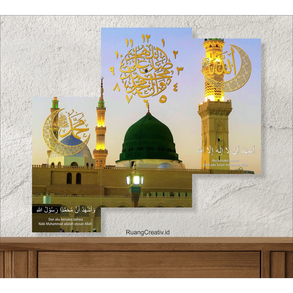 RUANGCREATIV - JAM DINDING KA'BAH MEKAH/ MASJID NABAWI /KABAH/ HIASAN DINDING PAJANGAN /RUANG TAMU/ 