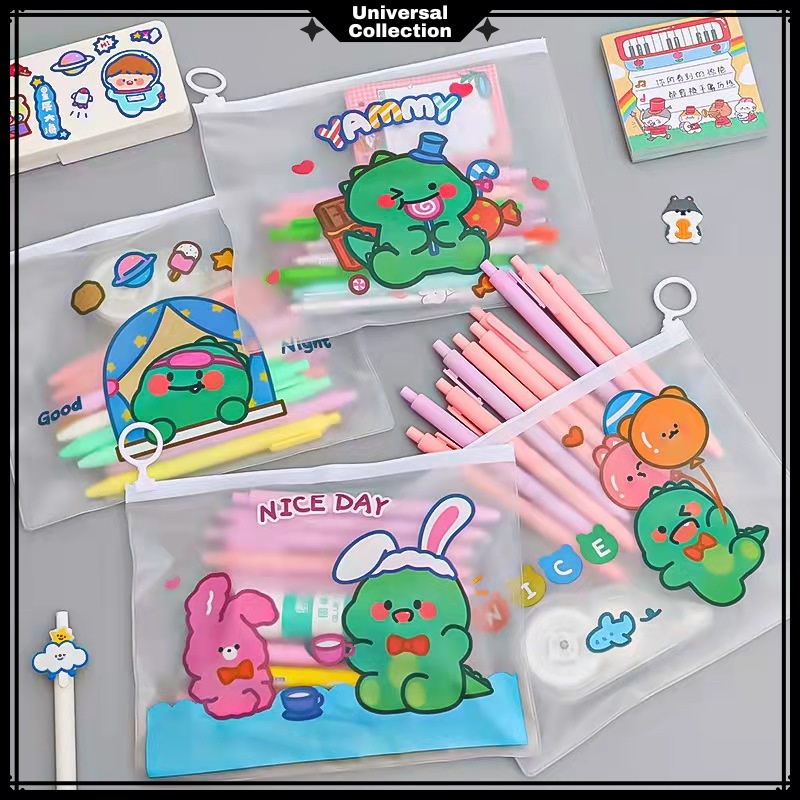 

COD TEMPAT PENSIL MODEL KOREA MOTIF DINO LUCU TRANSPARAN / KOTAK PENSIL DINO