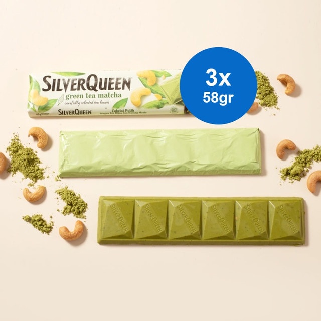 Silverqueen Green Tea Matcha Cokelat 3 x 58 gr