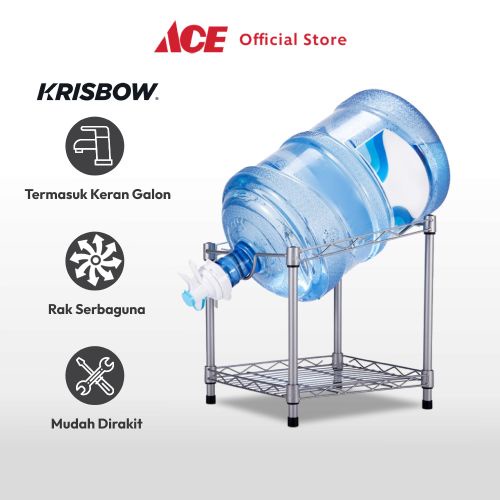 Krisbow Stora Rak Galon Single - Silver Tempat Penyimpanan Galon Air Minum Rak Dispenser Perlengkapa