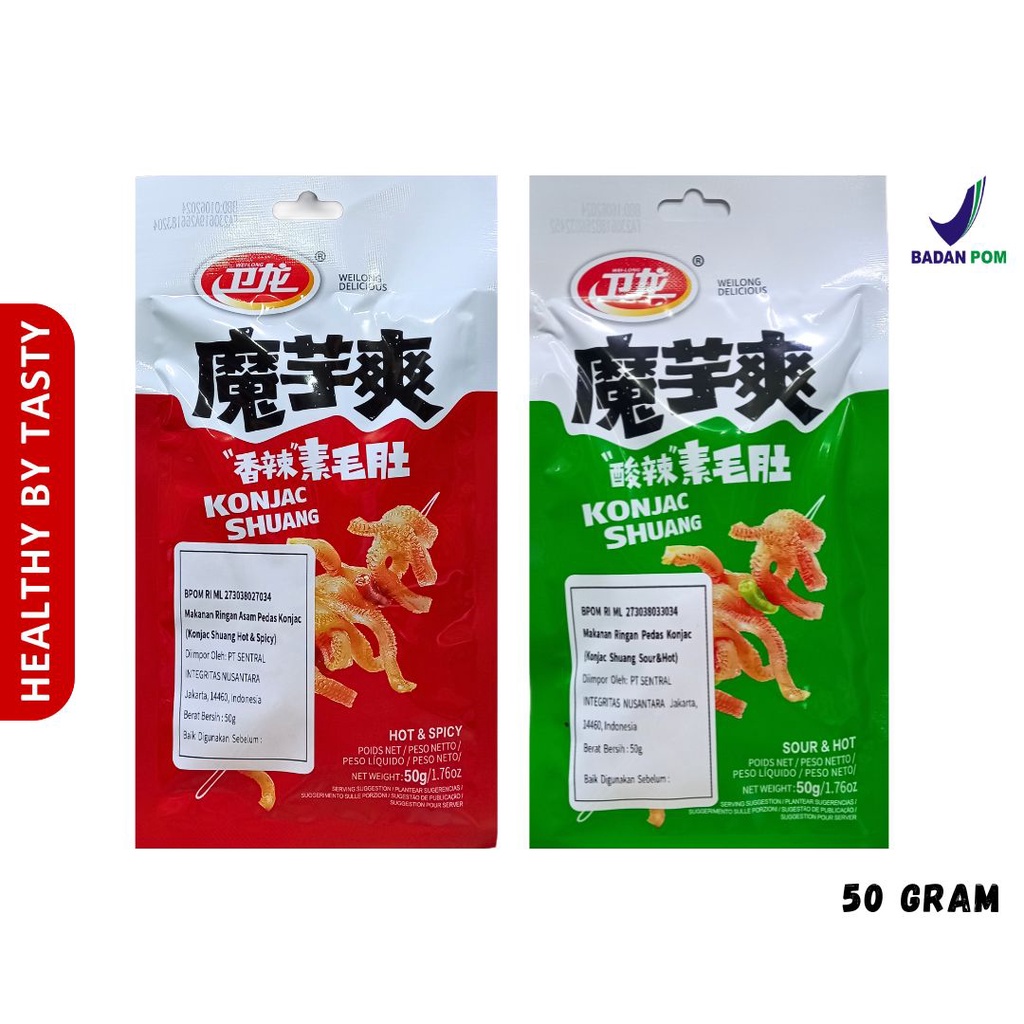 

Weilong Snack Konjac Shuang Snack China Mo Yu Shuang isi 6 Sachet 50gr
