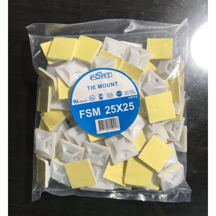 

Tie Mount 25x25 mm Putih Pack 100 Pcs Klem Kabel Ties