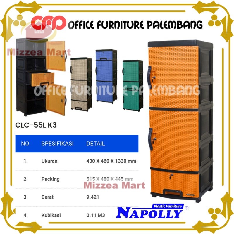 MizzeaMart lemari pakaian napolly CLC 55L K3 lemari baju plastik murah