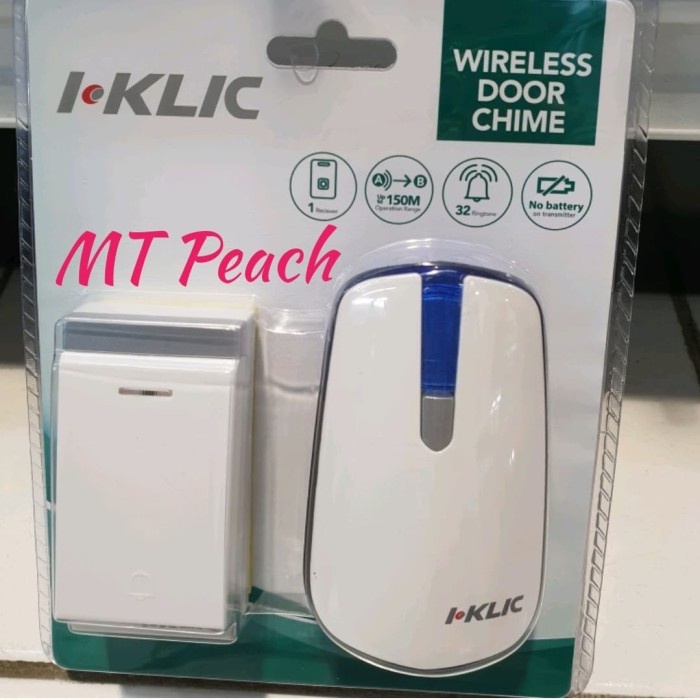 I KLIC BEL NIRKABEL KINETIK 1 RECEIVER WIRELESS DOOR BELL PINTU RUMAH