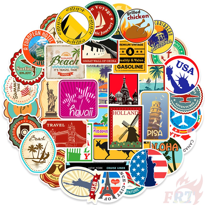 

25Pcs/Set Famous Tourist City Scenery Series B - City Travel Stickers Tourist Attraction DIY Fashion Mixed Luggage Laptop Skateboard Doodle Decal Stickers