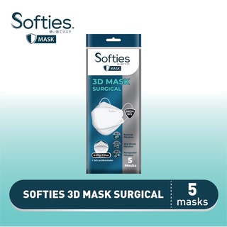 SOFTIES 3D MASK SURGICAL 5PCS 4PLY BLACK WHITE MASKER KF94 5 PCS 4 PLY HITAM PUTIH KF 94
