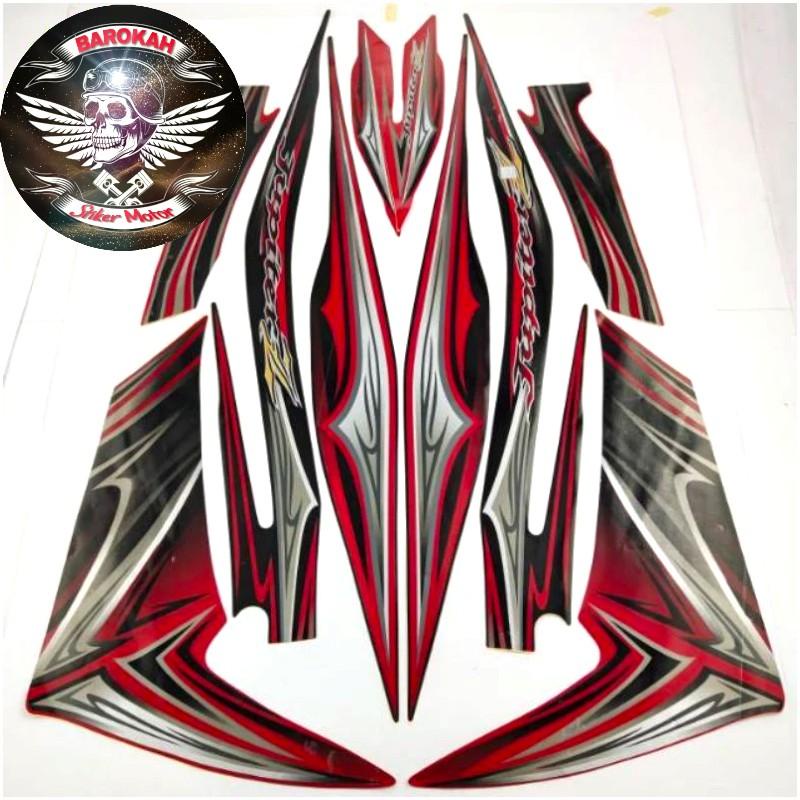 AJS Striping stiker polet motor yamaha jupiter z new robot hitam merah a 2011 2012 list body standar
