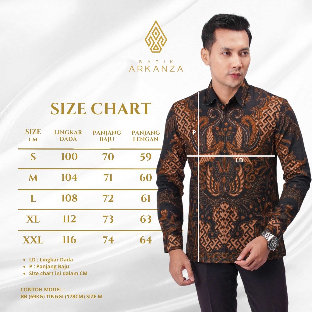 GUDANG BATIK ARKANZA Motif KORPRI TANPA FURING KERAH HITAM Terbaru 2022 Atasan Kemeja Baju Batik Pria  Lengan Panjang Lapis Furing Slim Fit Original Bahan Katun Halus Premium Modern