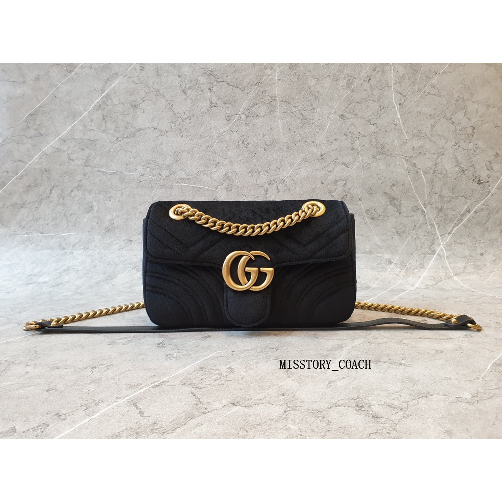 TAS BRANDED GUCCI MARMONT BLACK SIZE 22 BLUDRU