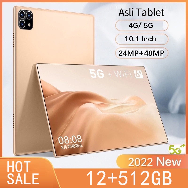 2022NEW Asli Tablet PC Asli Baru P20 12GB + 512GB Tablet Android 10.1 Inci Layar Full Screen Layar Besar Wifi 5G Dual SIM Tablet Untuk Anak Belajar,Murah Gaming Tablet