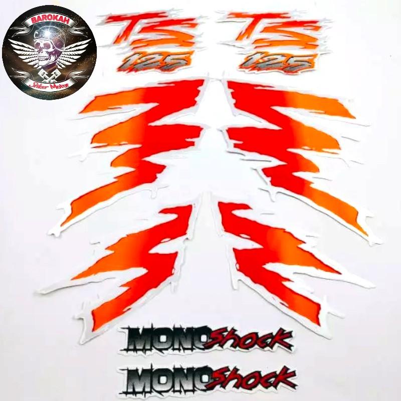 AJS Striping stiker   motor suzuki ts petir ts 125 oren stiker  Bodi standar     Sticker Bisa Cod Fu