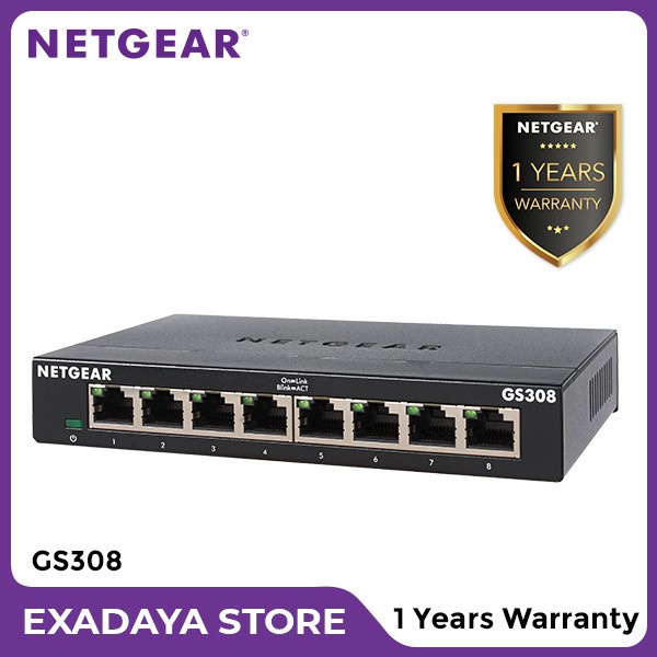 Netgear GS308P 8-Port Gigabit Ethernet Unmanaged POE Desktop Switch S