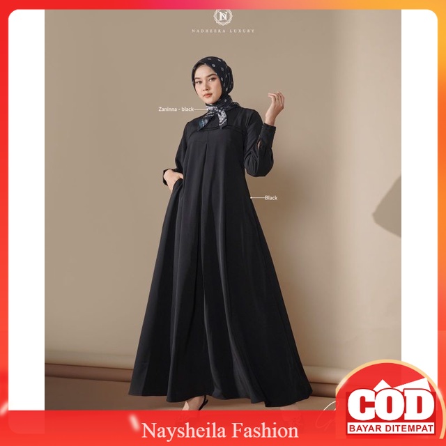 GRACE DRESS NADHEERA LUXURY GAMIS WANITA TERBARU KEKINIAN BUSUI FRIENDLY PUTH HITAM