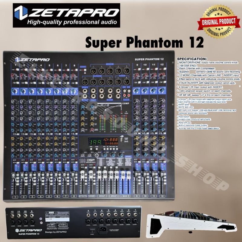 MIXER AUDIO ZETAPRO SUPER PHANTOM 12, COMPRESSOR / Zetapro Original