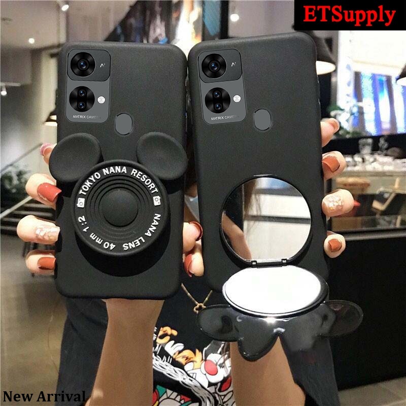 Phone case casing For Oukitel C33 C32 Back Cover Cartoon Stand Mirror Silicone Soft Cover For Oukite