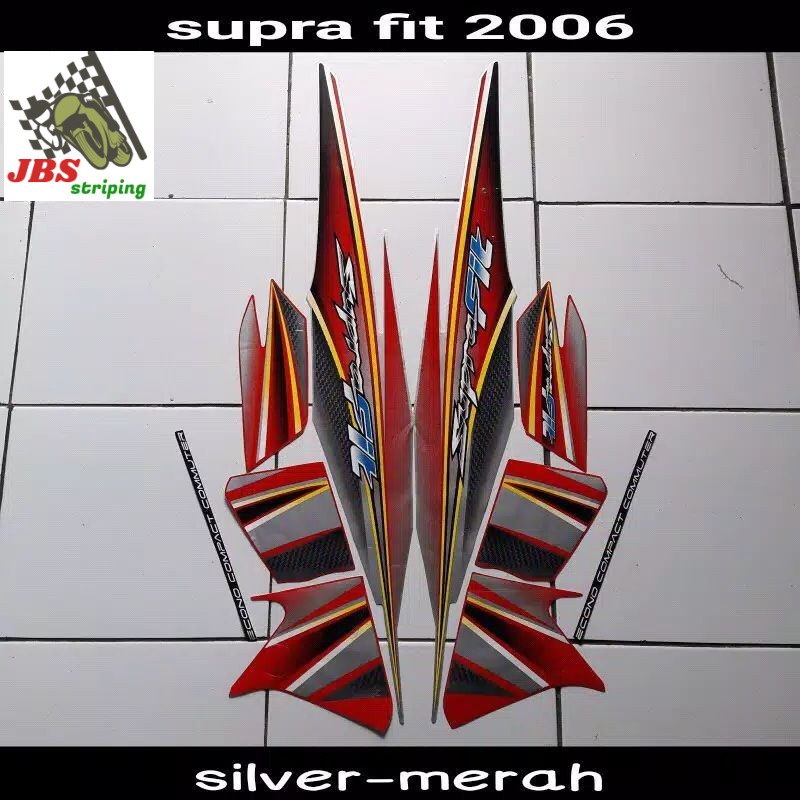 striping supra fit stiker honda supra fit new disc 2006 2007 silver merah