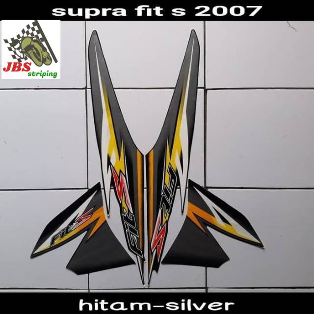 striping supra fit stiker honda supra fit s 2007 2008 hitam silver