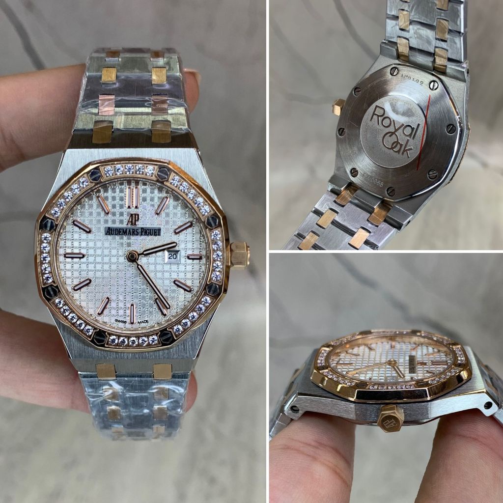 JAM TANGAN WANITA AUDEMARS PIGUET  DIAMOND COMBI ROSE GOLD WHITE DIAL