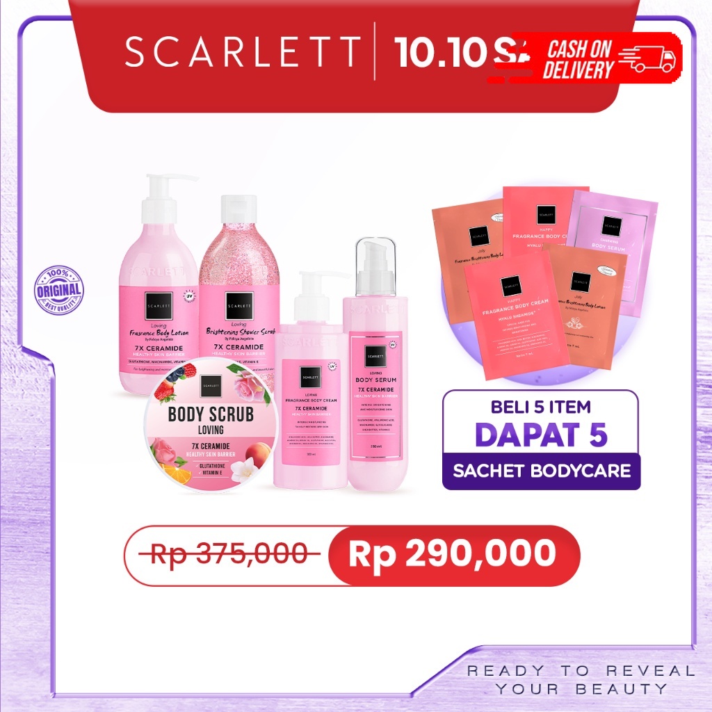 （COD） Scarlett Whitening Loving Series - Body Care Paket Scarlett Lengkap dengan 7X Ceramide Mencera