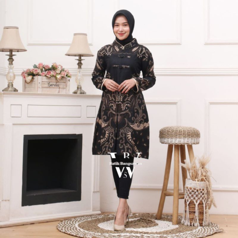 Afkar Batik Tunik Batik Kancing aktif katun prima maura batik kancing