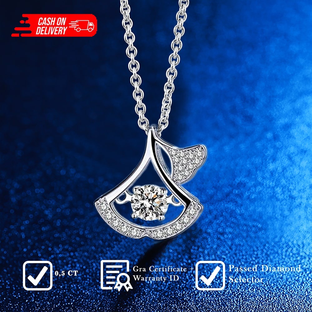 【COD】 （COD） RoyStone_Moissanite Jewellery Agile Fan Pendant Moissanite Aesthetic Necklace_Kalung Moi