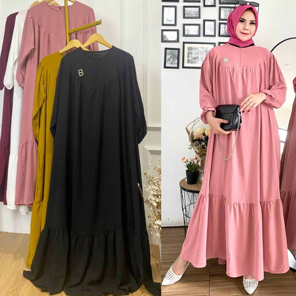 GAMIS JUMBO XXL LD 130 - 140 / GAMIS CRINKLE AIRFLOW PREMIUM POLOS BUSUI / BAJU WANITA DEWASA ATASAN