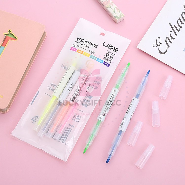 

( LuckySanrio24 ) Stabilo Highlighter 12 warna Dan 6 Warna / Stabilo 2 kepala keren