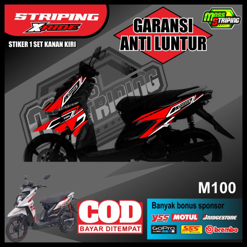 Striping Stiker List Variasi aksesories Motor YAMAHA X RIDE 115 CC 2013 2014 2015 2016 2017 semi ful