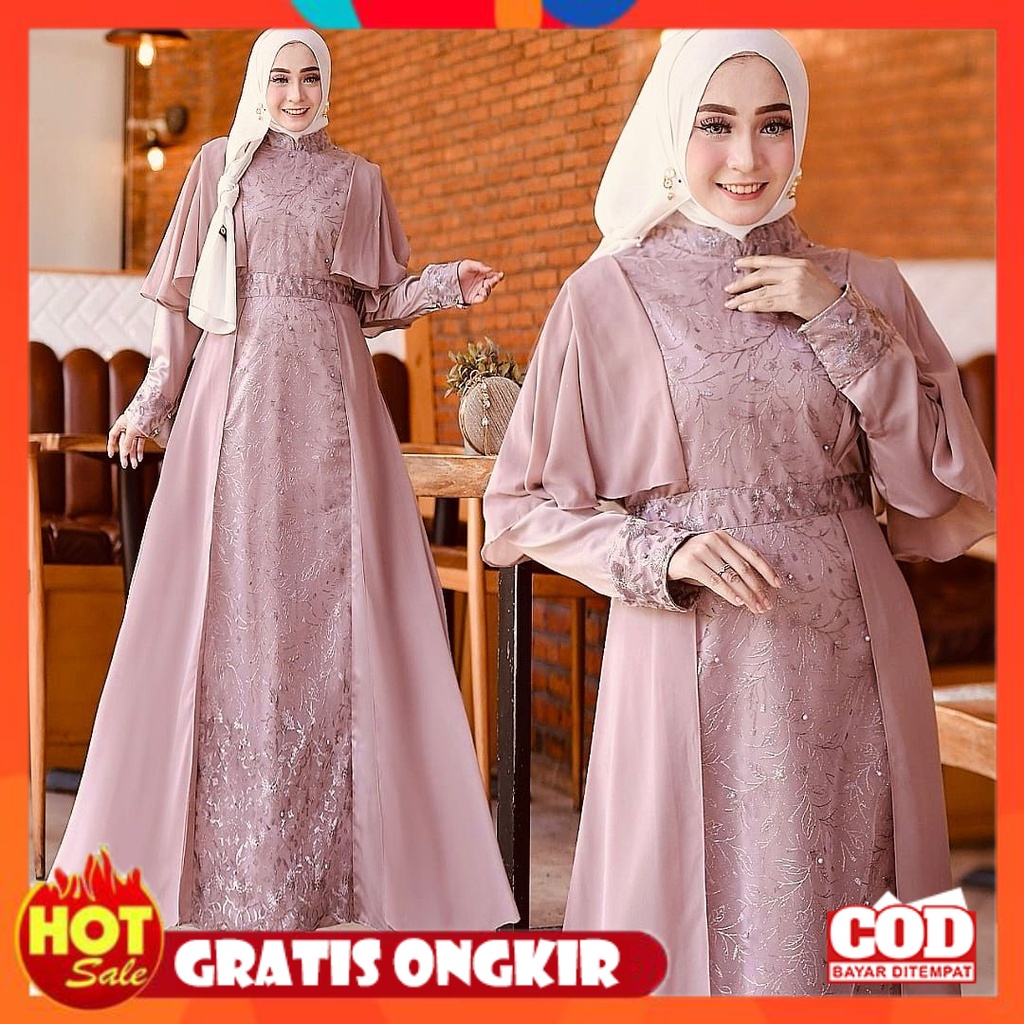 KAIN ADEM HALUS TEBAL / GAMIS  MIKAYLA Baju Muslim Wanita Jumbo Gamis Brukat Tile Remaja Dewasa Prem