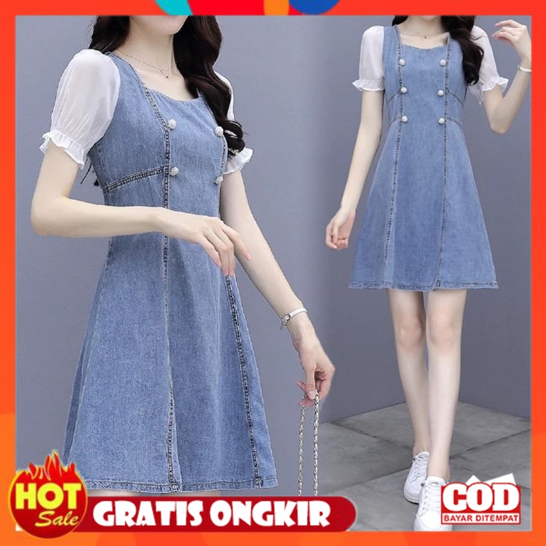 KAIN ADEM HALUS TEBAL / DRESS JEANS WANITA KOMBINASI SIFON