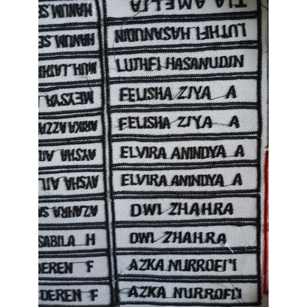 

Bordir Bet nama / name tag / nama dada / nama anak sekolah Terbaru