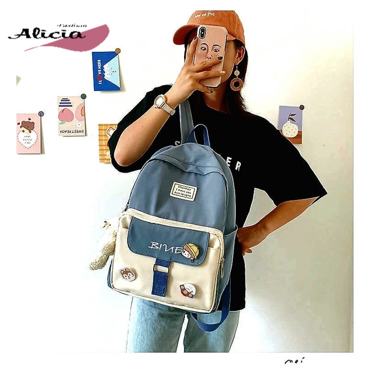 ALICIA - KATYA - Tas Ransel Sekolah Anak TK PAUD SD SMP SMA Ada Sekat Laptop dan Tempat Botol Minum