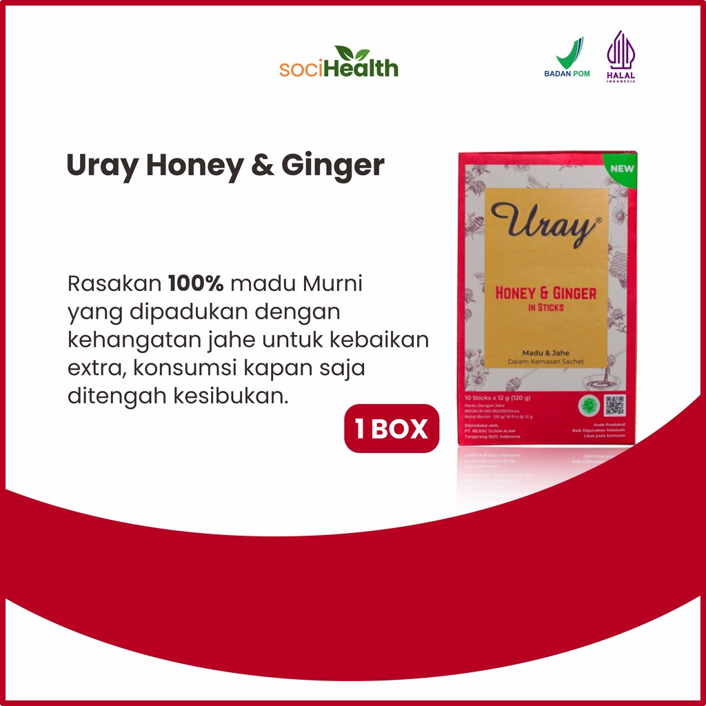 

1 BOX Madu Uray Honey & Ginger In Sticks - Madu Murni - Madu Hutan
