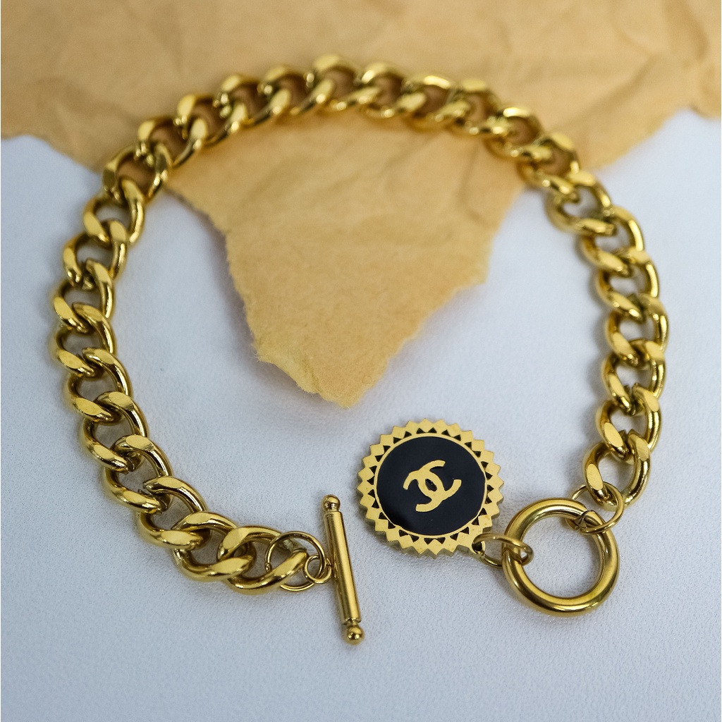 Gelang tangan rantai sisik tebal cantol ch sisik tebal titanium korea anti karat harga grosir