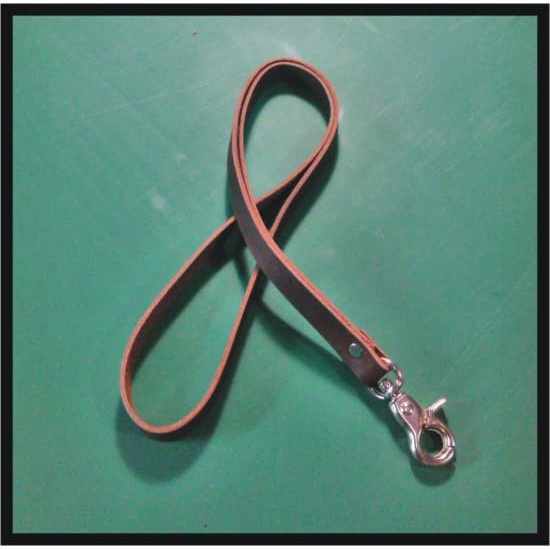 

Murah tali id card kulit sapi asli warna coklat tua | leather lanyard