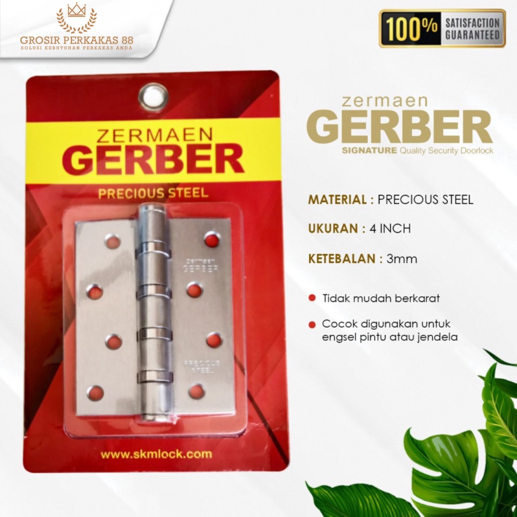 Engsel Pintu Jendela Tebal 4 inch GTS Gerber Precious Steel Blister