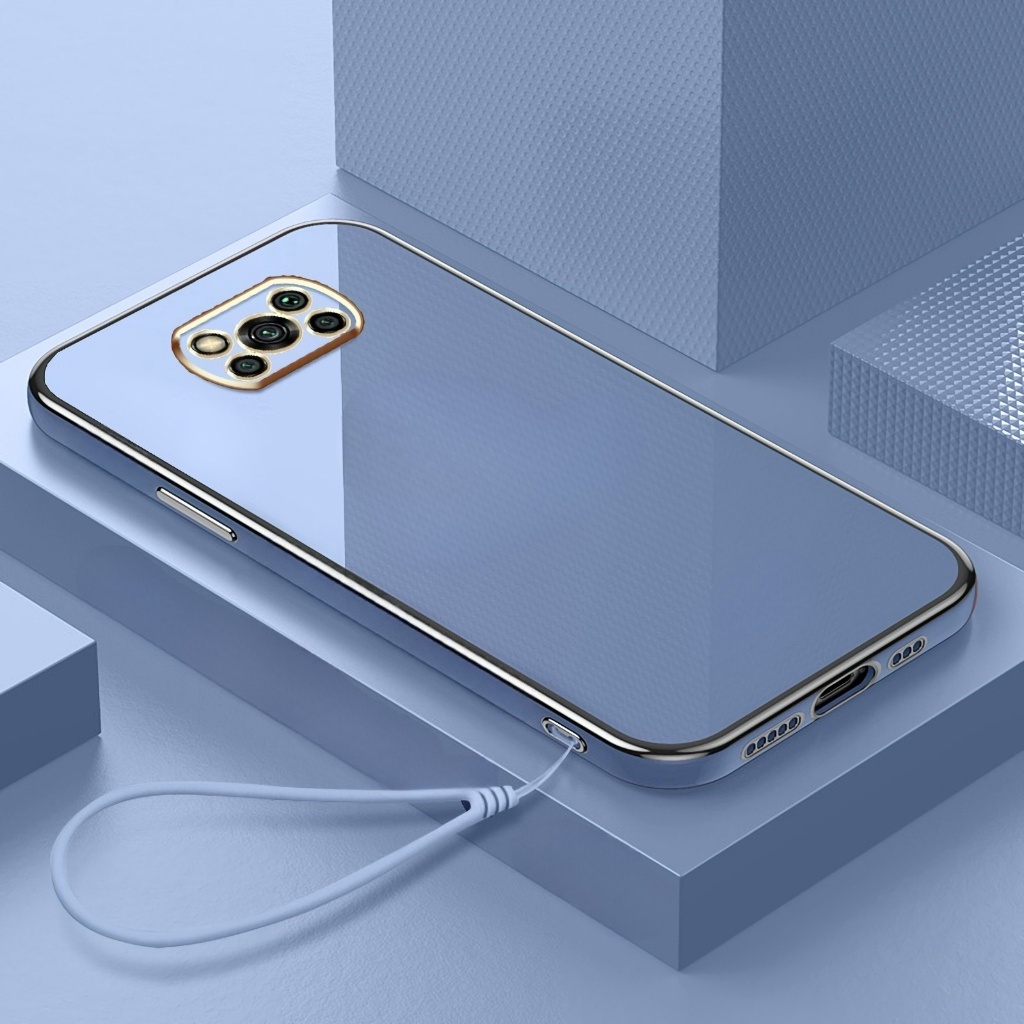 Soft Case Poco X3 X3 NFC X3 Pro Poco X5 5G Poco M3 Pro 5G Casing Elektro Plating Square Frame Free T