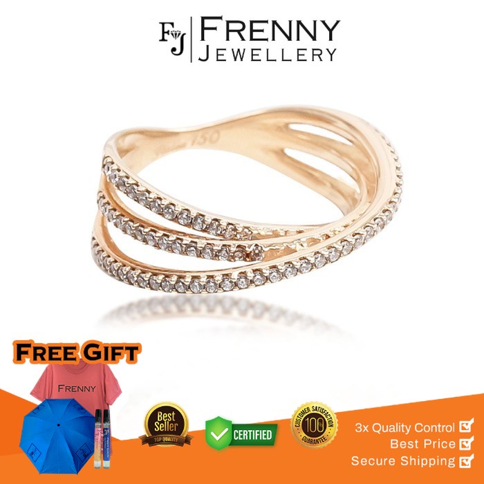 Cincin Emas Wanita Rose Gold L String Undak 17K  Frenny Jewellery