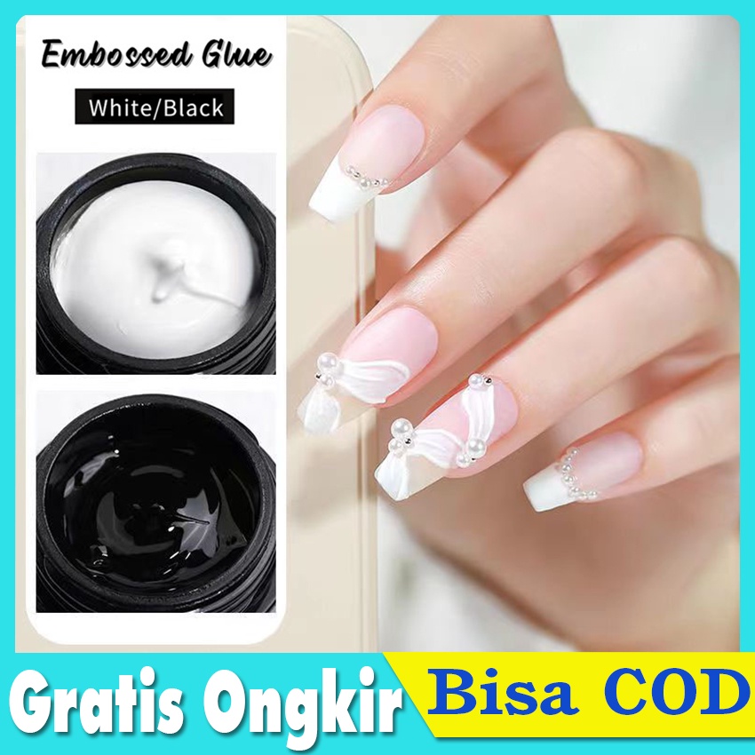 Embossed Glue Gel Desain Chrome Emboss Painting Embos 3d Timbul / Gel Liner Timbul Desain Garis Bohe