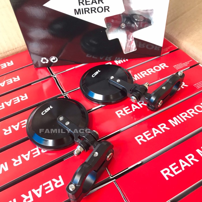 Spion Motor Bulat Jepit Stang Spion Kaca Bening Supermoto Trail