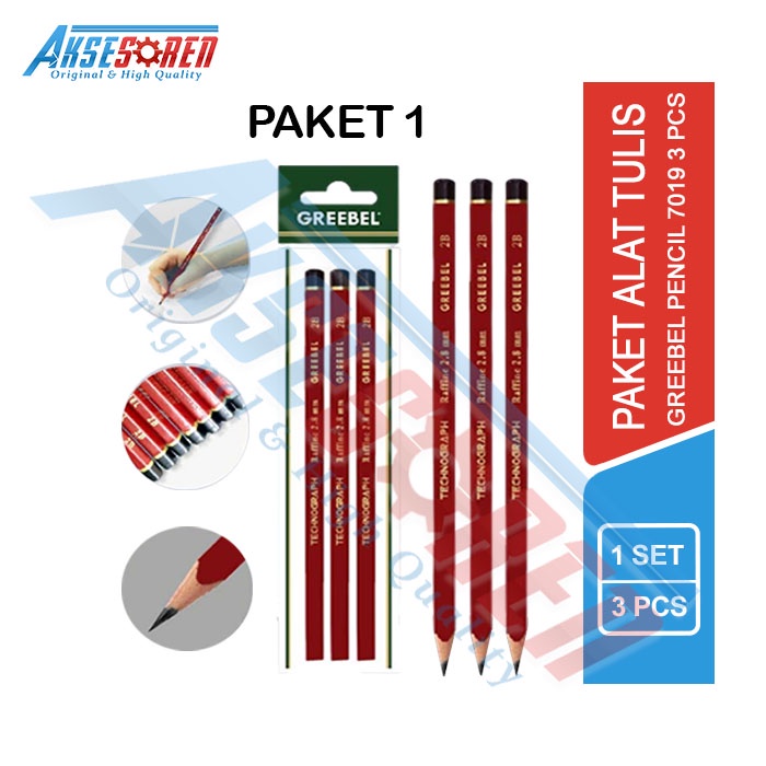 

Aksesoren Paket Pencil 3 Pcs Greebel / Polos / Karakter / Alat Tulis Pencil Hemat / Perlengkapan Sekolah / Kantor