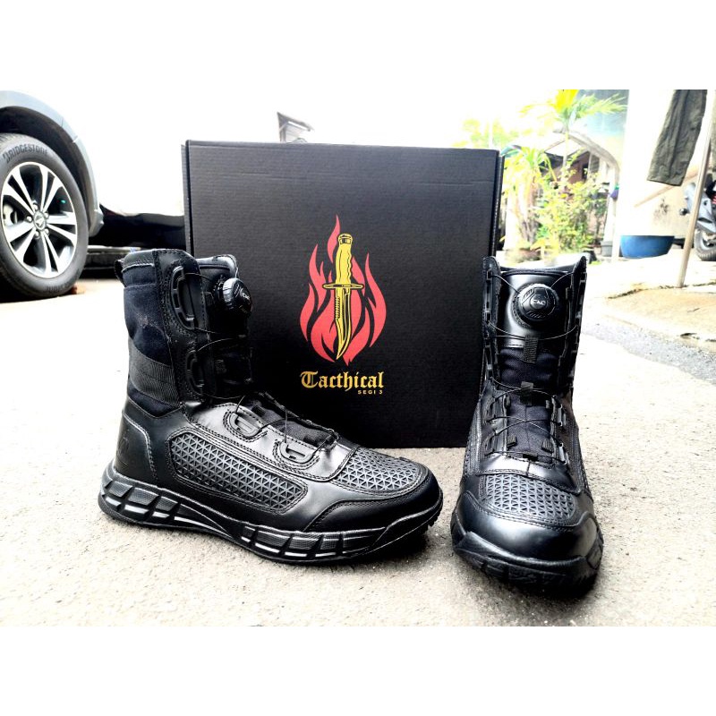 Sepatu pdl tactical libra xtrack  - tali putar black doff 2023