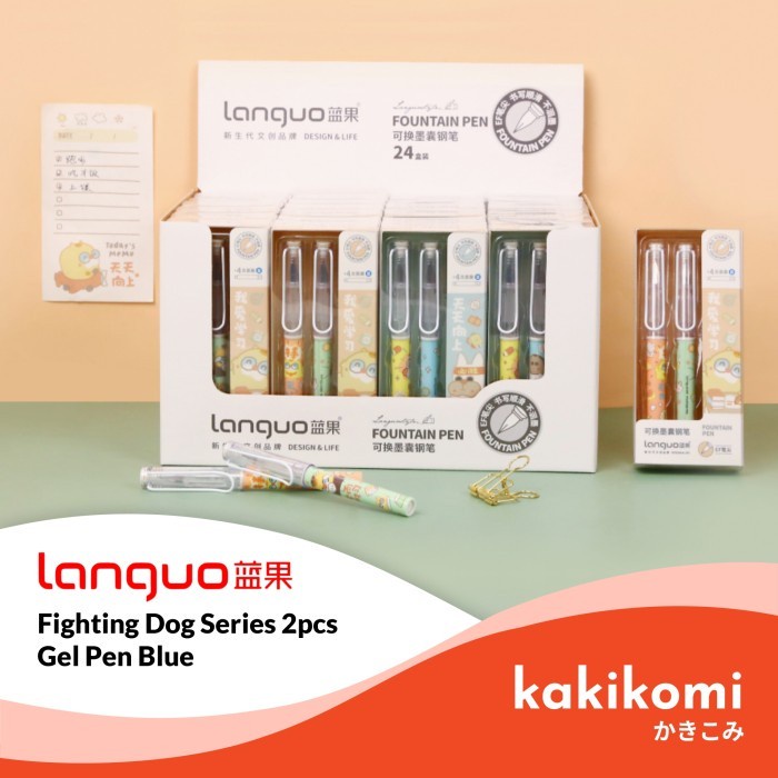 

Andma Pulpen Kalgrafi 2pcs Languo Fighting Dog Fountain Pen Tinta Biru - Green Pink